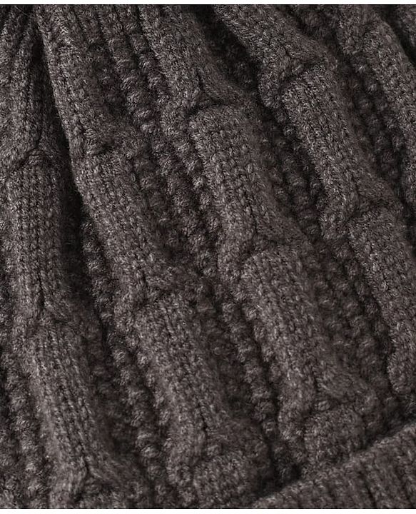 Babyhug Knit Woollen Pom Pom Cap Grey - Diameter 11 cm
