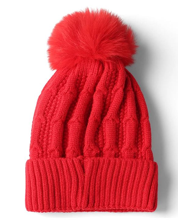 Babyhug Knit Woollen Pom Pom Cap Red- Diameter 11 cm