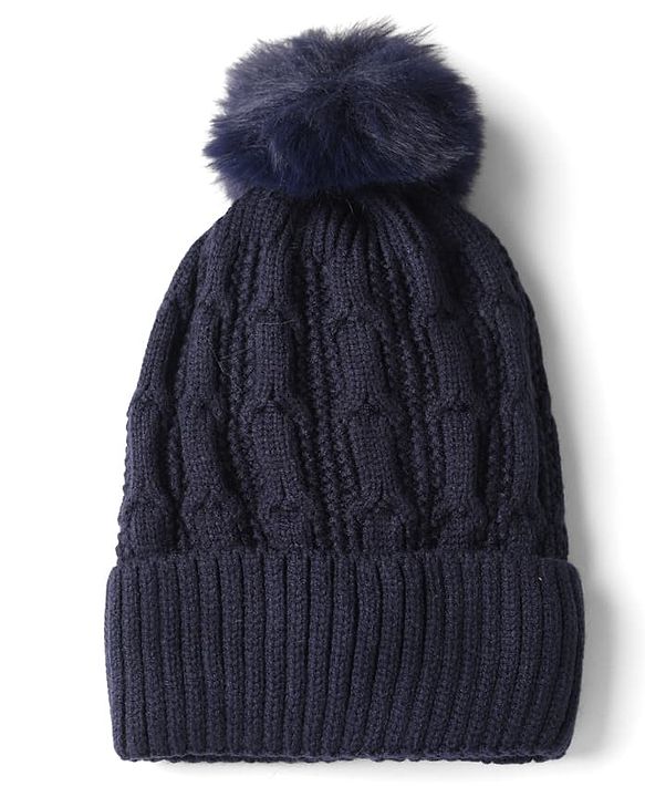 Babyhug Knit Woollen Pom Pom Cap Neavy Blue - Diameter 11 cm