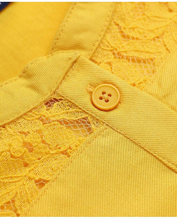 Pine Kids Rayon Woven Half Sleeves One Piece Dress -Yellow