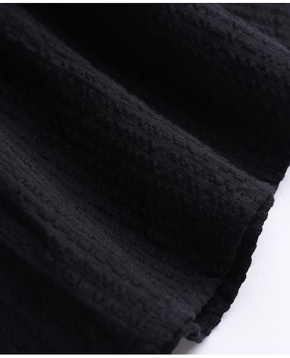 Pine Kids Cotton Woven Half Sleeves Knee Length Solid Frock - Black