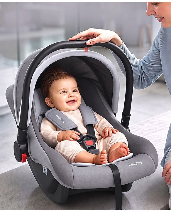Babyhug Cloud Cradle 3-in-1 Baby Carry Cot  White Grey| Rocker & Baby Seat| Safety Harness| Adjustable Canopy| Lightweight Portable Design| Removable & Washable Cover| 015 Months