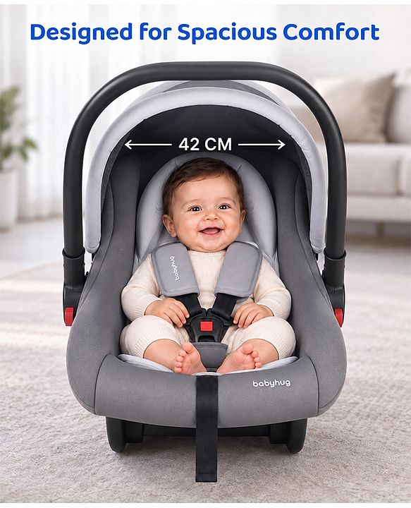 Babyhug Cloud Cradle 3-in-1 Baby Carry Cot  White Grey| Rocker & Baby Seat| Safety Harness| Adjustable Canopy| Lightweight Portable Design| Removable & Washable Cover| 015 Months