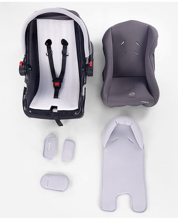 Babyhug Cloud Cradle 3-in-1 Baby Carry Cot  White Grey| Rocker & Baby Seat| Safety Harness| Adjustable Canopy| Lightweight Portable Design| Removable & Washable Cover| 015 Months