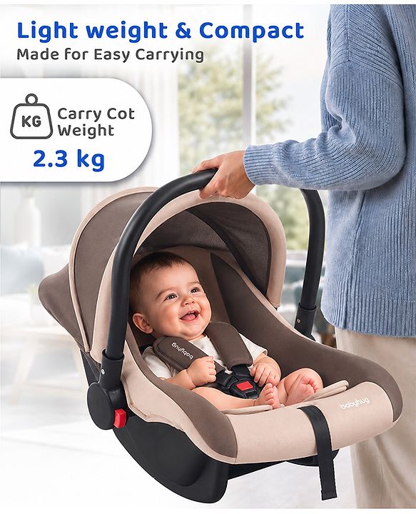 Babyhug Cloud Cradle 3-in-1 Baby Carry Cot  White Grey| Rocker & Baby Seat| Safety Harness| Adjustable Canopy| Lightweight Portable Design| Removable & Washable Cover| 015 Months