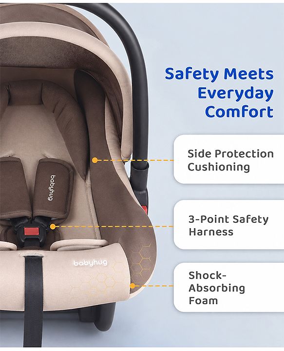 Babyhug Cloud Cradle 3-in-1 Baby Carry Cot  White Grey| Rocker & Baby Seat| Safety Harness| Adjustable Canopy| Lightweight Portable Design| Removable & Washable Cover| 015 Months