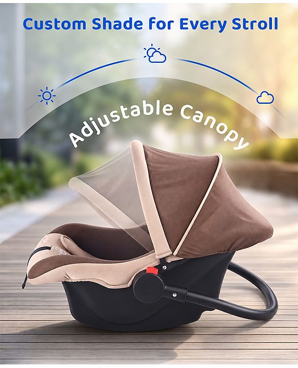 Babyhug Cloud Cradle 3-in-1 Baby Carry Cot  White Grey| Rocker & Baby Seat| Safety Harness| Adjustable Canopy| Lightweight Portable Design| Removable & Washable Cover| 015 Months