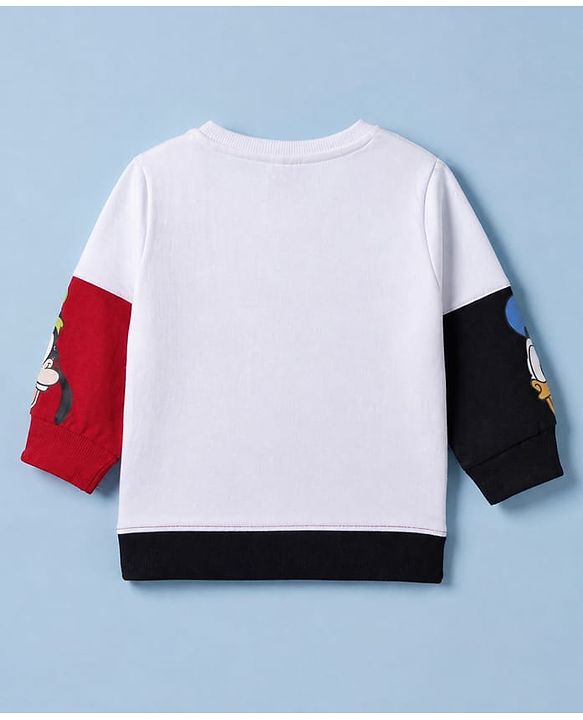 Babyhug Disney 100% Cotton Terry Knit Full Sleeves Sweatshirt and Pant Mickey Mouse Print in White