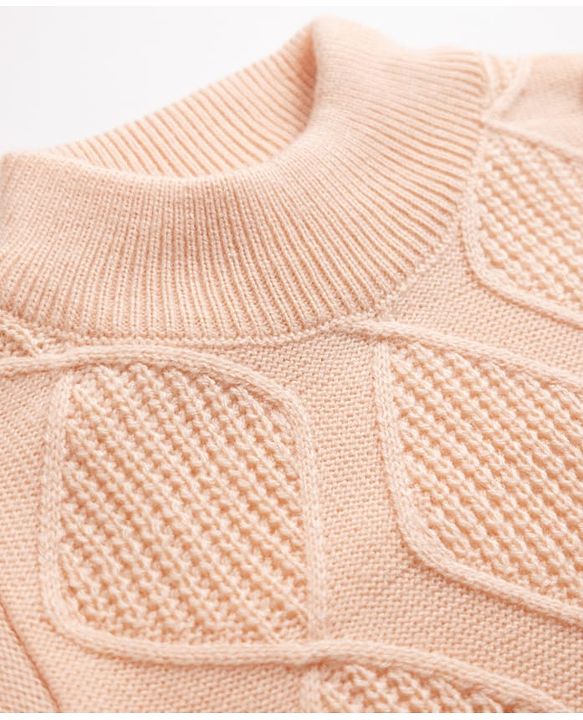 Babyhug Knit Pullover with Full Sleeves & Cable Knit Design - Peach