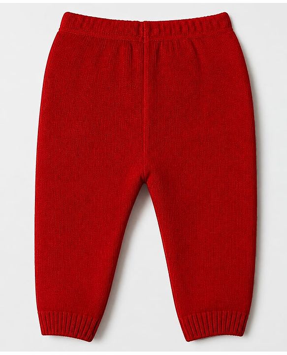 Babyhug Knit Full Sleeves Sweater and Pant Set with Cable Knit - Red