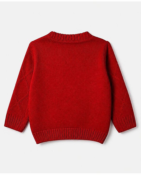 Babyhug Knit Full Sleeves Sweater and Pant Set with Cable Knit - Red
