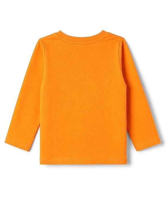 Babyhug 100% Cotton Knit T-Shirt with Full Sleeves and Certified Hero Print - Orange