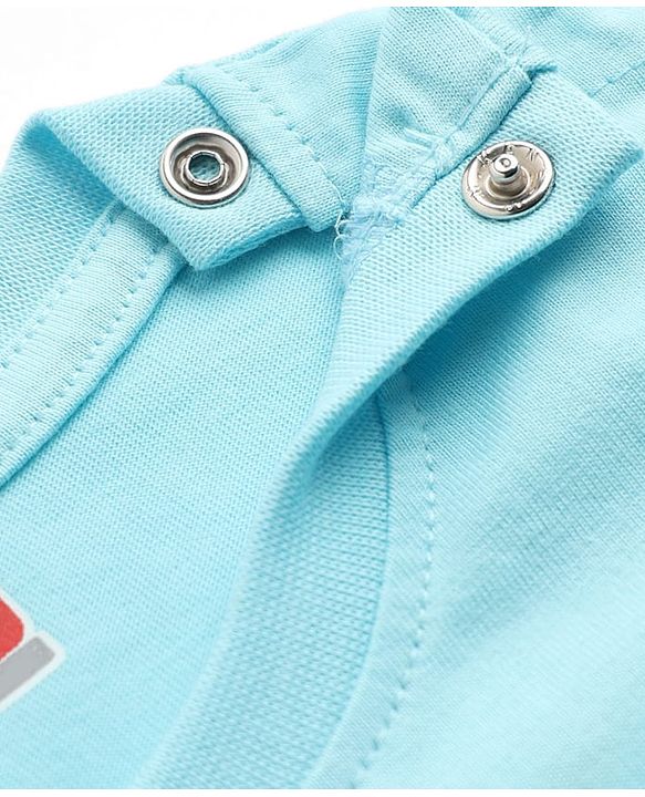Babyhug 100% Cotton Knit T-Shirt with Half Sleeves and Dinosaur Print - Sky Blue