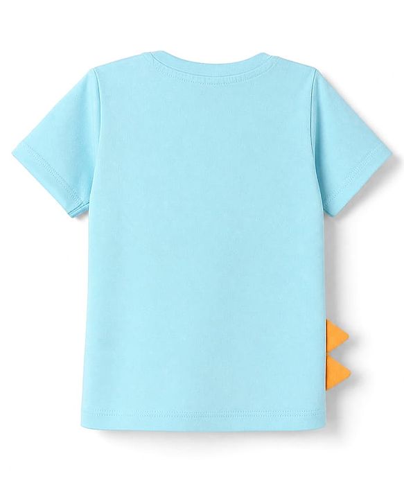 Babyhug 100% Cotton Knit T-Shirt with Half Sleeves and Dinosaur Print - Sky Blue