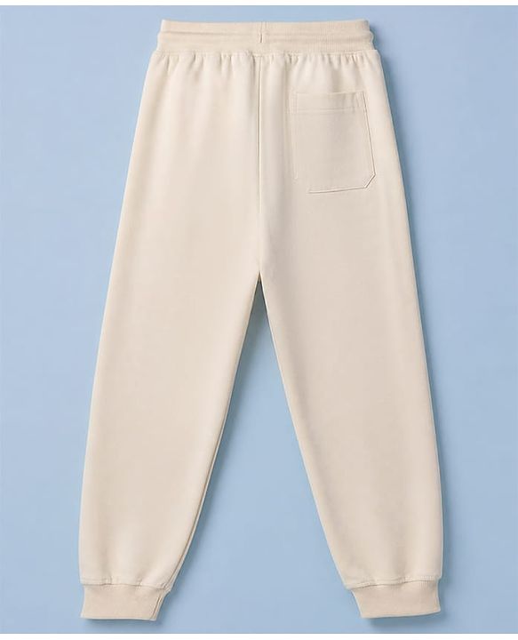 Pine Kids Cotton Mix Knit Full Length Track Pant with Basketball Text in Ivory