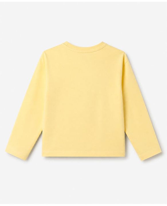 Pine Kids 100% Cotton Knit T-Shirt With Full Sleeves and Puzzle Print in Yellow