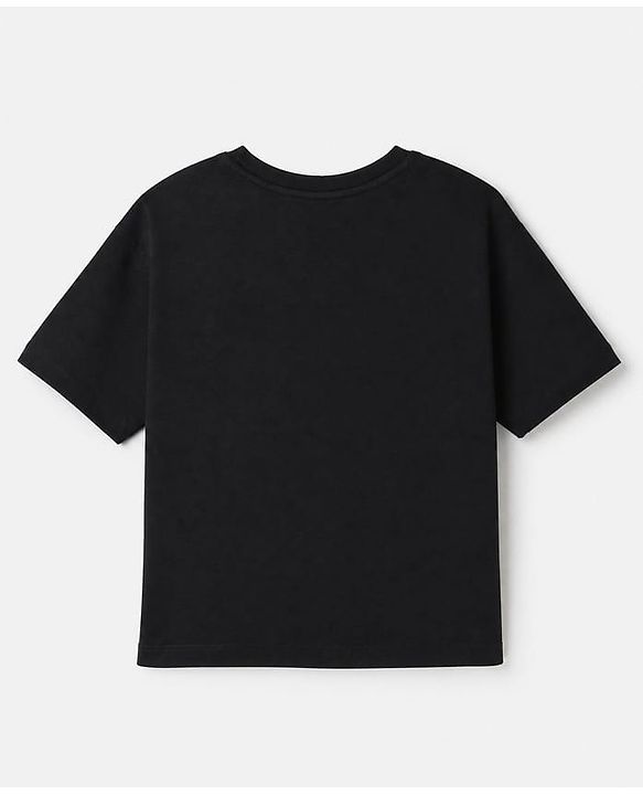 Pine Kids 100% Cotton Knit T-Shirt with Half Sleeves and Love Yourself Love Yourself Print in Black
