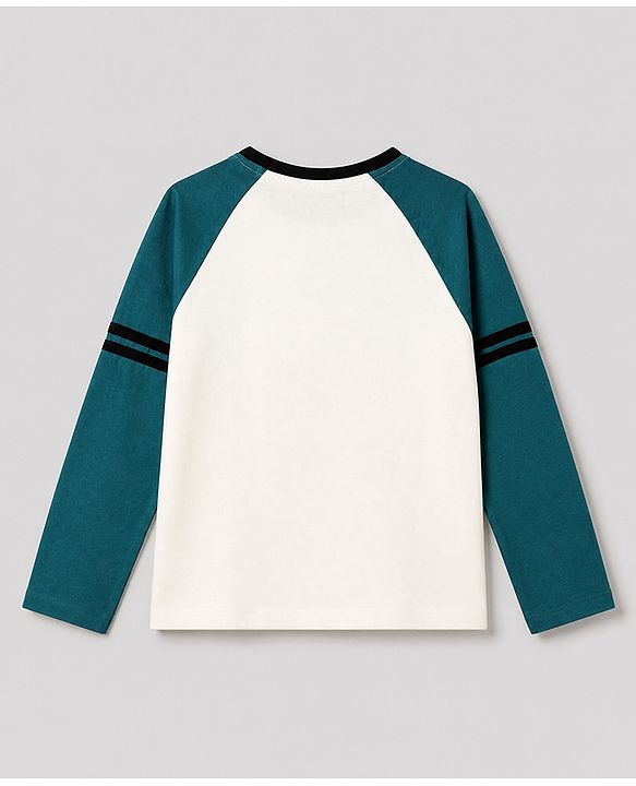 Pine Kids 100% Cotton Knit T-Shirt with Full Sleeves and Eastwood Shield Print - White