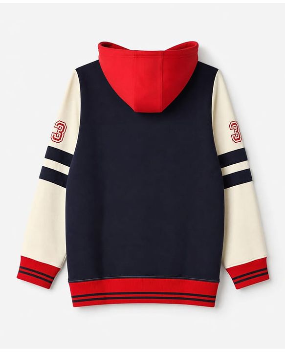 Pine Kids Cotton Knit Sweatshirt with Full Sleeves and Athletic Text Print - White