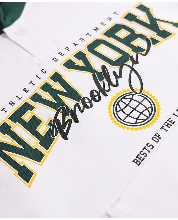 Pine Kids Cotton Knit Hooded Sweatshirt with Full Sleeves and New York Text Print - White