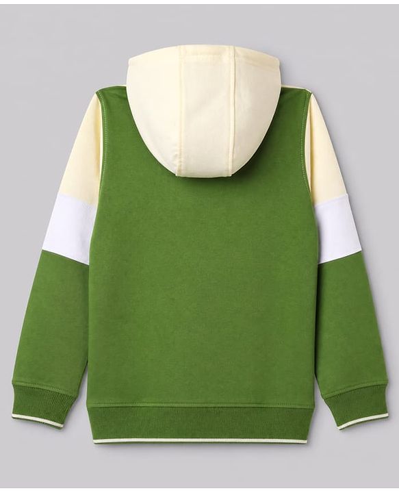 Pine Kids 100% Cotton Knit Hooded Sweatshirt with Full Sleeves and Imagination Text Print - Olive Green