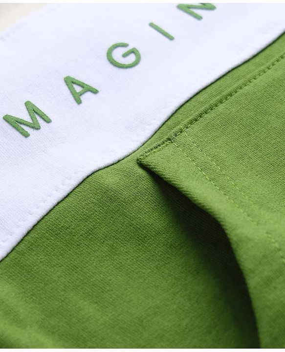 Pine Kids 100% Cotton Knit Hooded Sweatshirt with Full Sleeves and Imagination Text Print - Olive Green