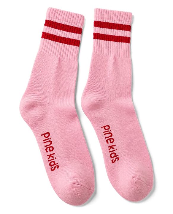 Pine Kids Cotton Knit Socks With Text Design Pack Of 3 -Pink Lavender & Blue