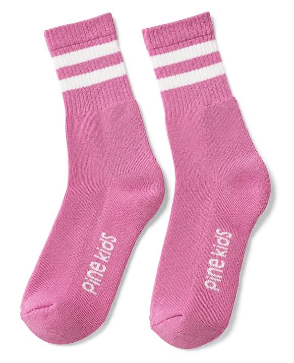 Pine Kids Cotton Knit Socks With Text Design Pack Of 3 -Pink Lavender & Blue