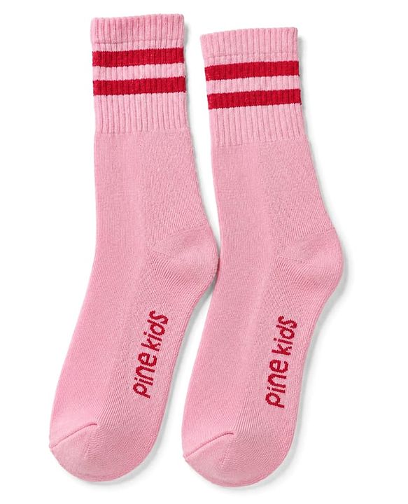 Pine Kids Cotton Knit Socks With Text Design Pack Of 3 -Pink Lavender & Blue