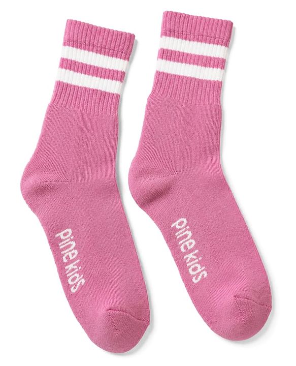 Pine Kids Cotton Knit Socks With Text Design Pack Of 3 -Pink Lavender & Blue