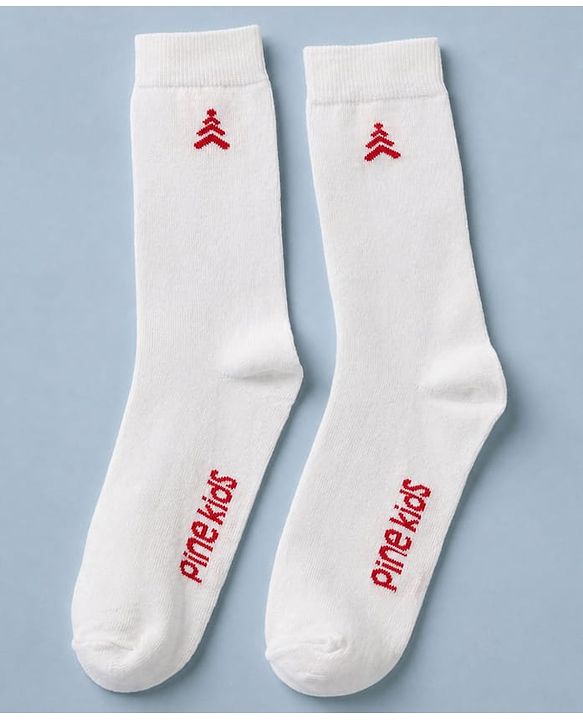 Pine Kids Cotton Knit Socks With Tree Embroidery Pack Of 3 -White