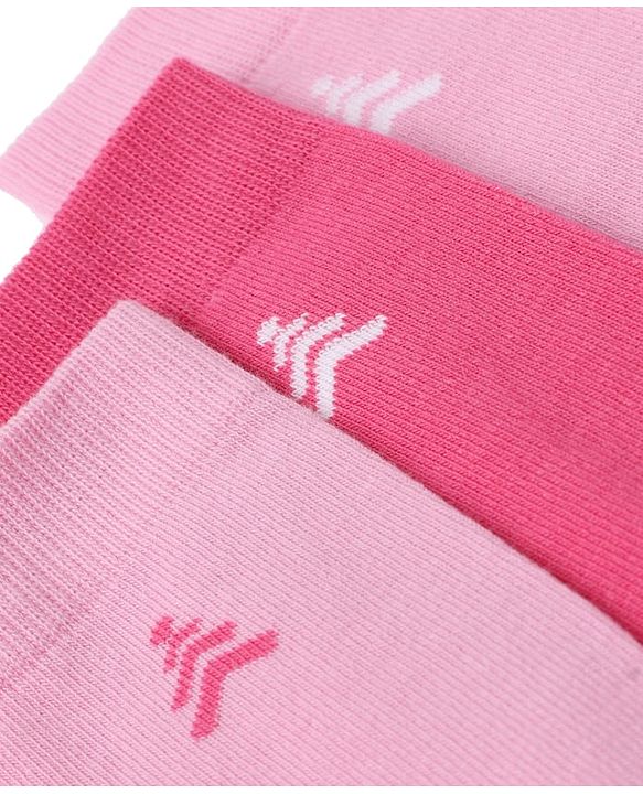 Pine Kids Cotton Knit Mid Calf Length Socks With Pine Kids Text Design Pack Of 3 -Pink