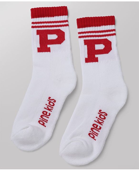 Pine Kids Cotton Mix Knit Mid Calf Socks With Text Design Pack of 3 - White