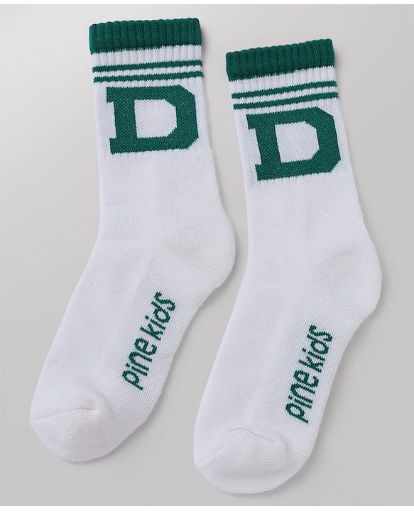 Pine Kids Cotton Mix Knit Mid Calf Socks With Text Design Pack of 3 - White