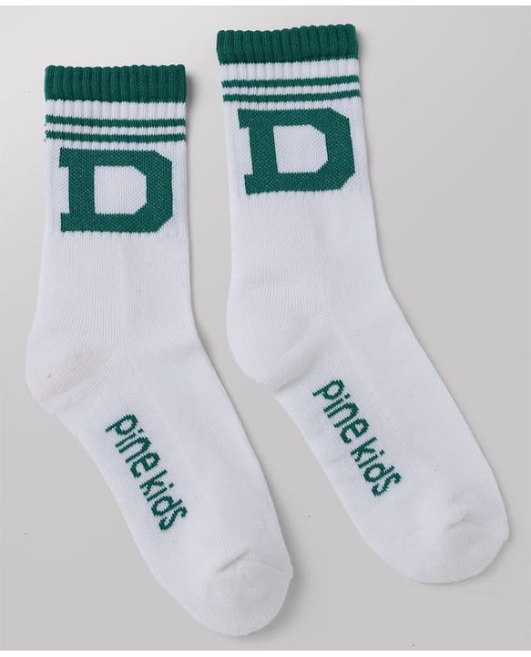 Pine Kids Cotton Mix Knit Mid Calf Socks With Text Design Pack of 3 - White