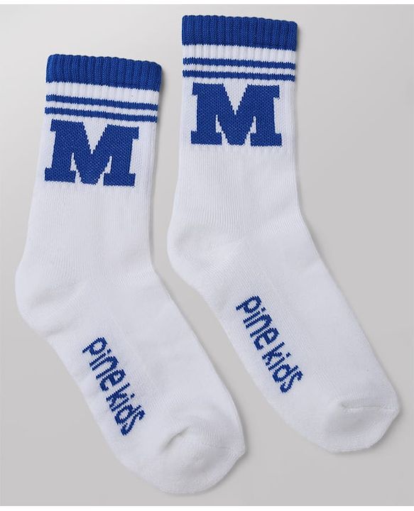 Pine Kids Cotton Mix Knit Mid Calf Socks With Text Design Pack of 3 - White
