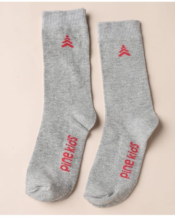 Pine Kids Knit Below Knee Length Socks With Text Design Pack of 3 - Brown Black Grey