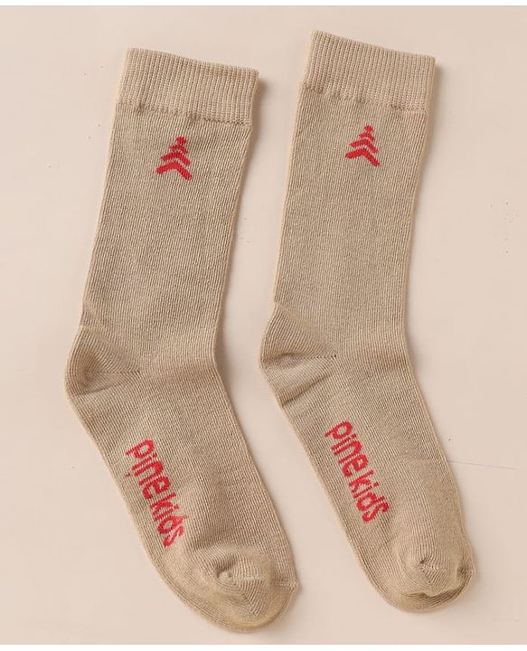 Pine Kids Knit Below Knee Length Socks With Text Design Pack of 3 - Brown Black Grey