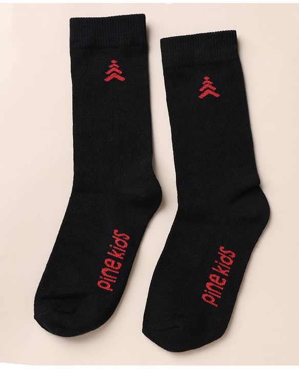 Pine Kids Knit Below Knee Length Socks With Text Design Pack of 3 - Brown Black Grey