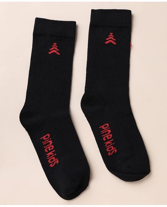 Pine Kids Knit Below Knee Length Socks With Text Design Pack of 3 - Brown Black Grey