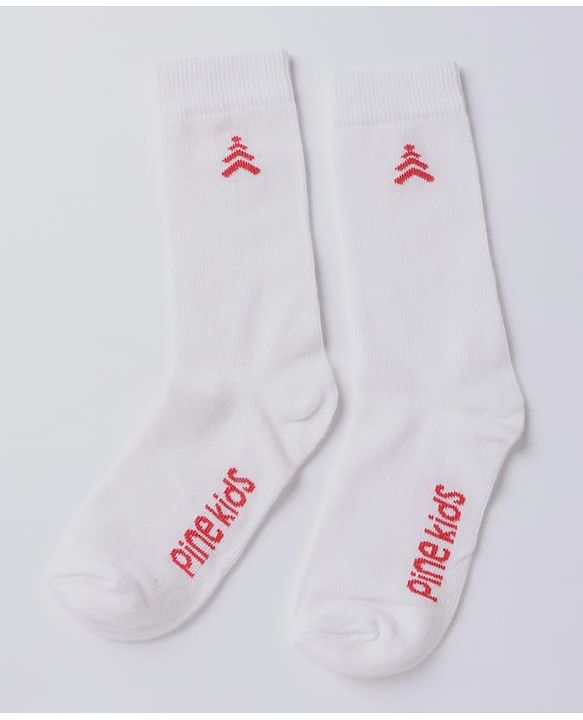 Pine Kids Cotton Mix Knit Below knee length Socks with Pine Kids Text in White & Pink Pack of 3