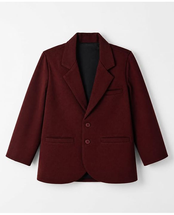 Babyhug Knit Full Sleeves Solid Blazer with Printed T-Shirt - Maroon