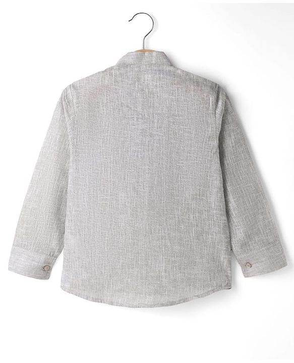 Babyhug Woven Full Sleeves  Shirt with Solid Jacket and Trousers  - Grey