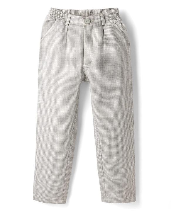 Babyhug Woven Full Sleeves  Shirt with Solid Jacket and Trousers  - Grey