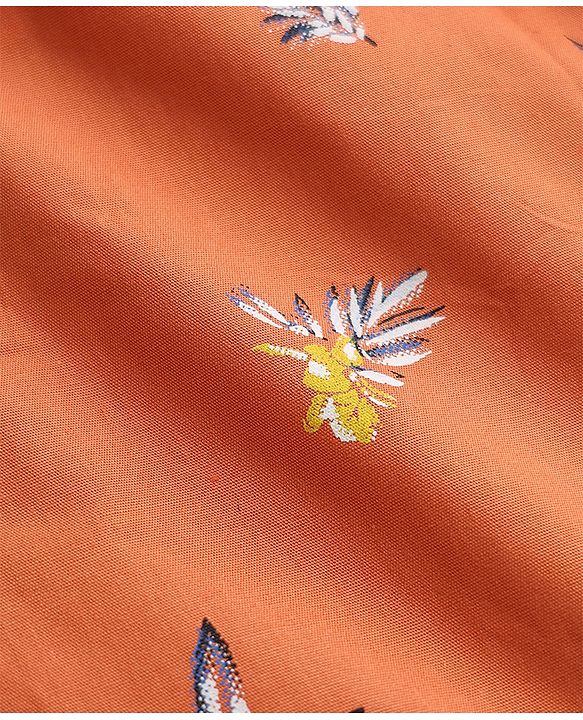 Pine Kids 100% Cotton Cambric Woven Boxers with Beach Theme & Leaf Print Pack of 2 - Blue & Orange