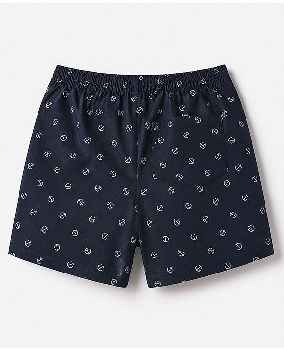 Pine Kids 100% Cotton Cambric Woven Boxers with Anchor & Bicycle Print Pack of 2 - Red & Black
