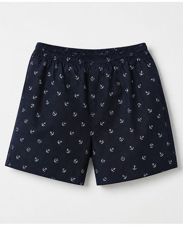 Pine Kids 100% Cotton Cambric Woven Boxers with Anchor & Bicycle Print Pack of 2 - Red & Black