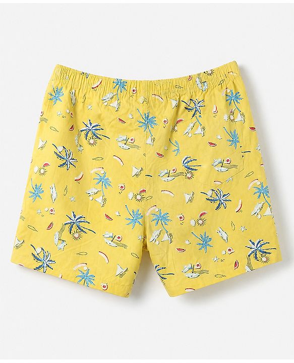 Pine Kids 100% Cotton Cambric Woven Boxers with Beach Theme & Boat Print Pack of 2 - Violet & Yellow