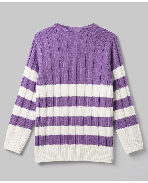 Pine Kids Knit Full Sleeves Striped Sweater Set - Purple