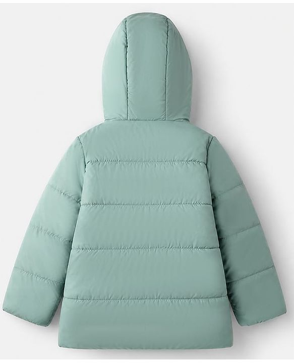 Babyhug Woven Padded/Quilted/ Winter Jacket with Full Sleeves and Bear Print - Mint